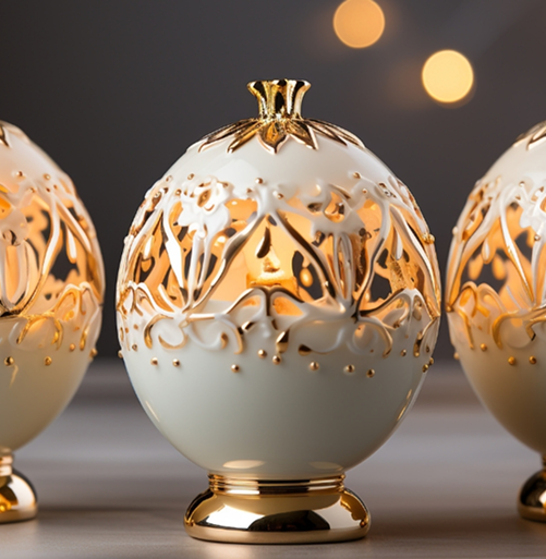 Ornate Gold Patterned Vase details-Krystovallia
